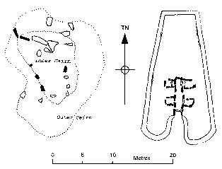 Site plans of Sweyne's Howes South and Parc-le-Breos Cwm chambered tombs