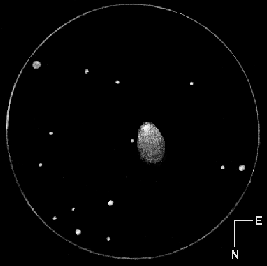 Sketch of the telescopic view of Comet Hale-Bopp on 7th July 1996
