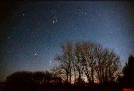 Orion rising in the East with Taurus above it