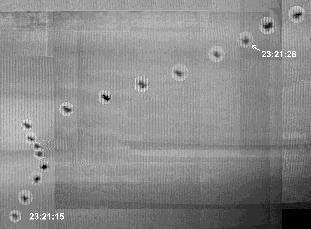 Montage showing the Nellis UFO's apparent sideways motion (click for larger image)