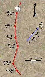 Ground track of the Nellis UFO in the early part of the S-30 footage (click for larger image)